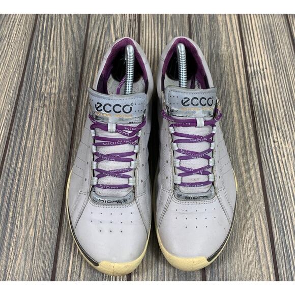 Ecco Womens Biom Spikeless Golf Shoes Yak Leather Gray Purple 40 EU 9 US - Picture 4 of 11